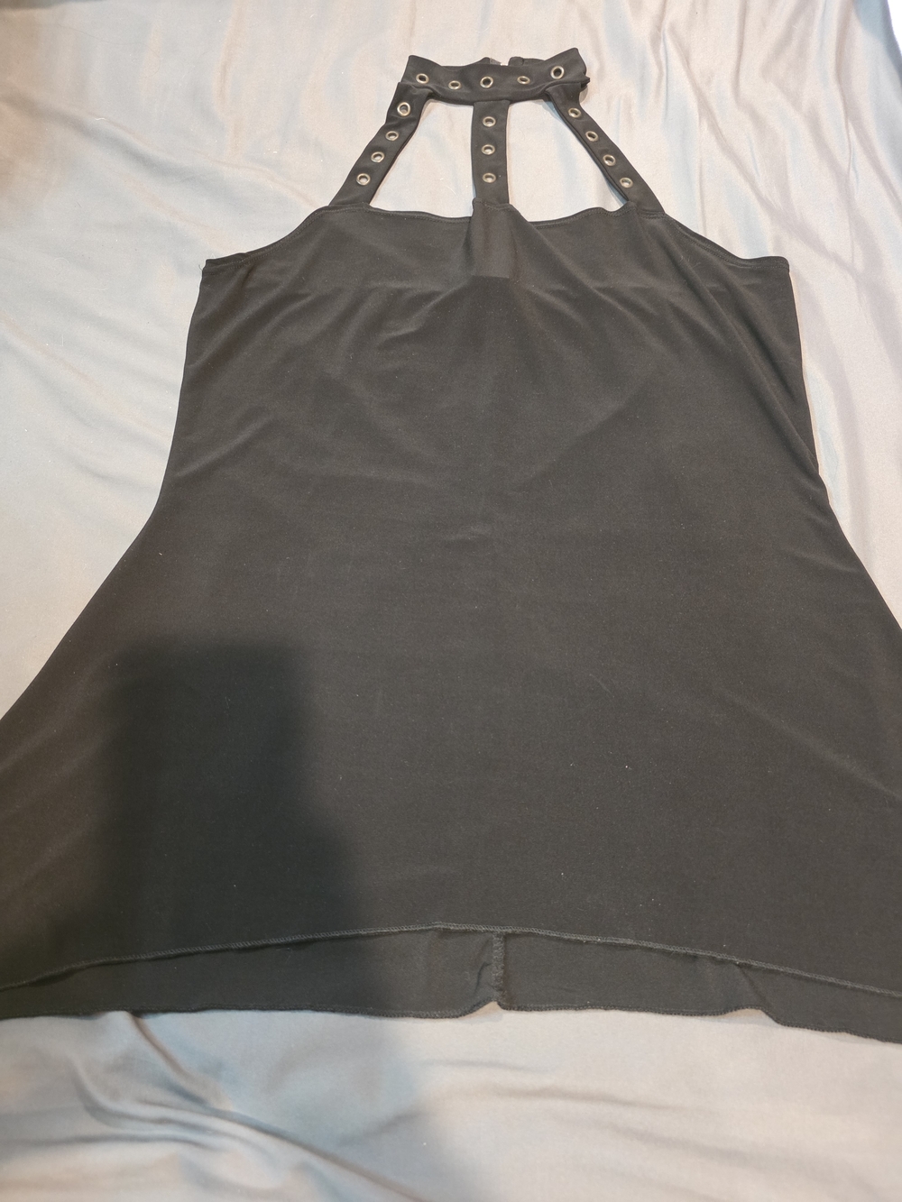 Dots Black Grommet Halter Tank Top